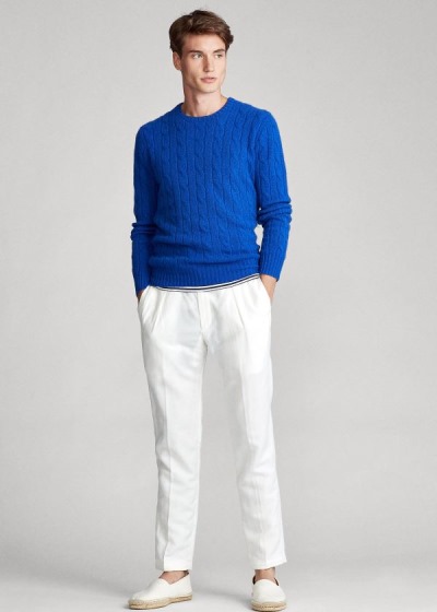 Polo Ralph Lauren Cable-Knit Cashmere Striktrøje Herre Danmark (QPOHT8329)